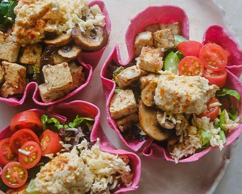 Homemade Vegan Pink Tortilla Bowls
