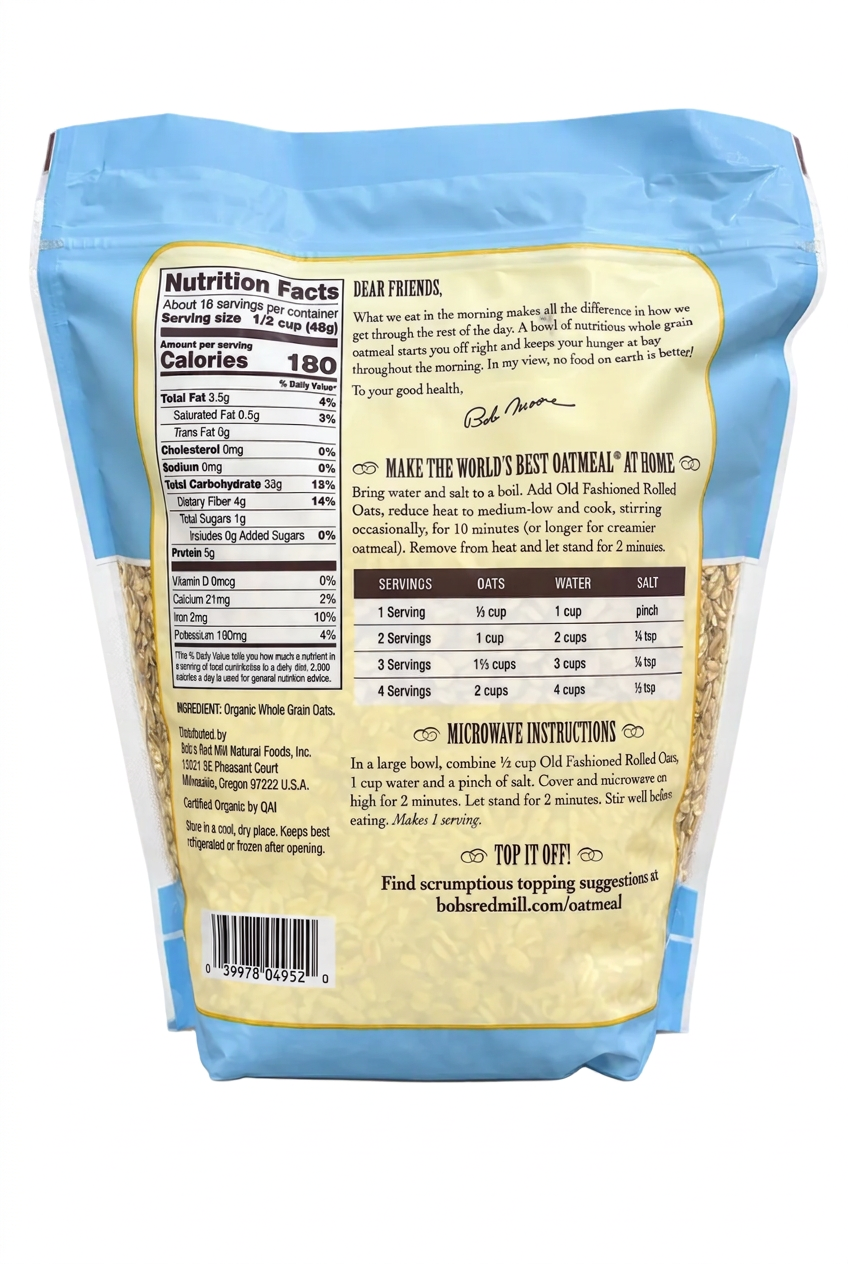 Bob's Red Mill Organic Old Fashioned Rolled Oats 907g