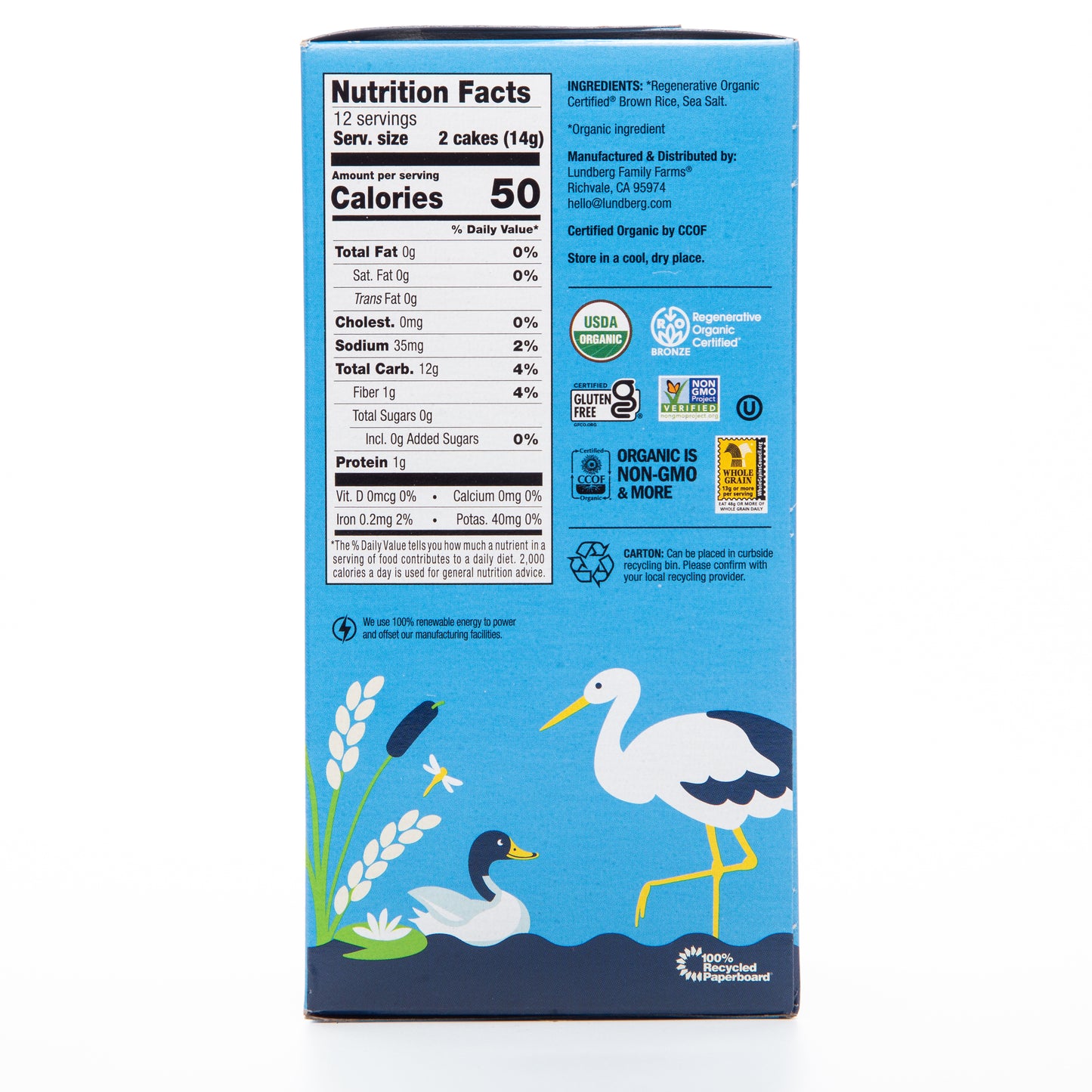 Lundberg Organic Thin Brown Rice Cakes Lightly Salted 168g