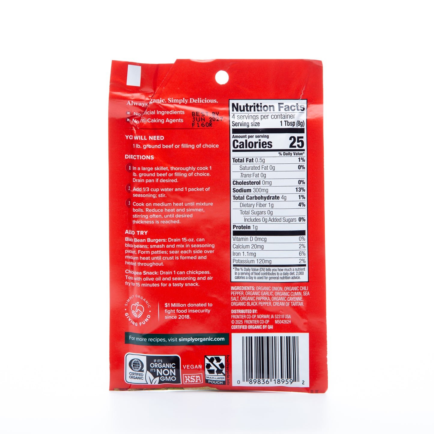 Simply Organic Spicy Taco Seasoning Mix 32g
