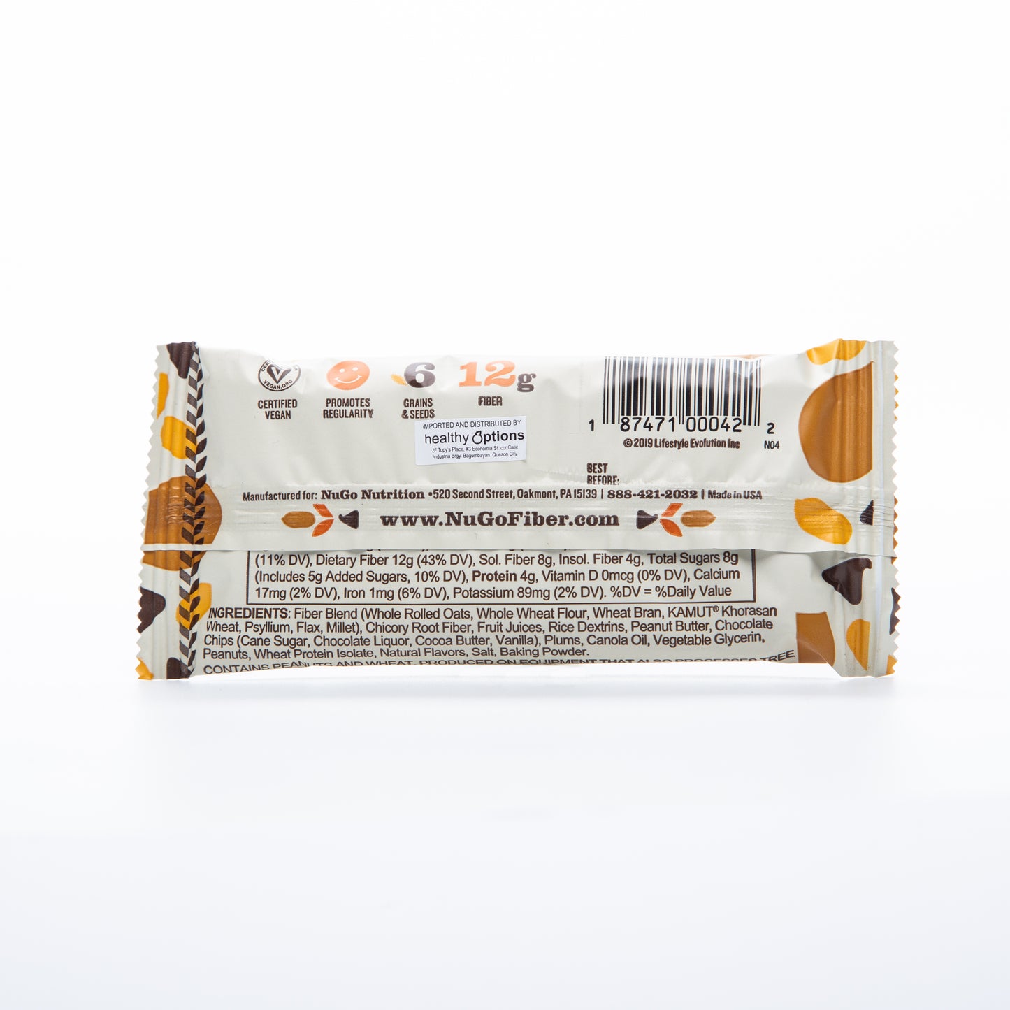 Nugo Fiber Peanut Chocolate Chip 45g