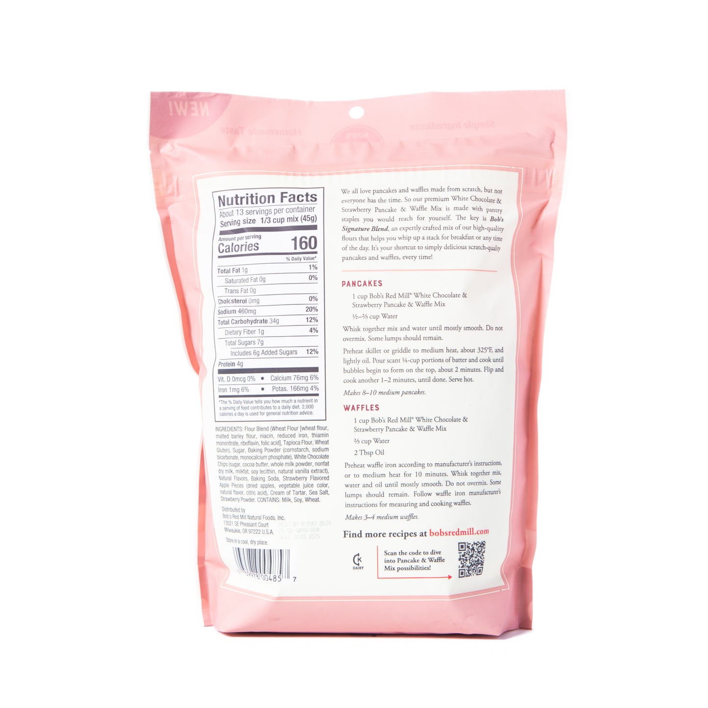 Bob's Red Mill White Chocolate and Strawberry Pancake and Waffle Mix 567g