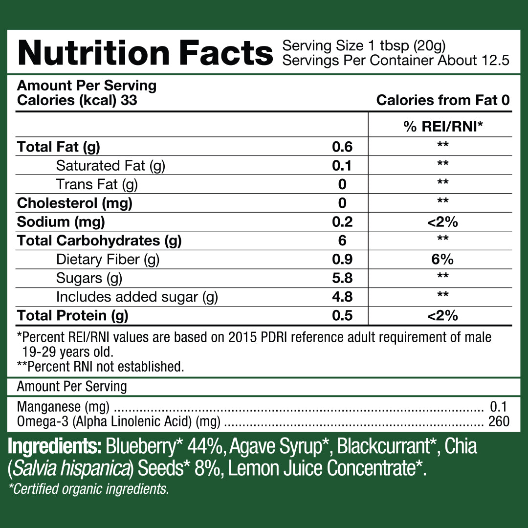 Healthy Options Organic Blueberry Spread with Chia Seeds 250g