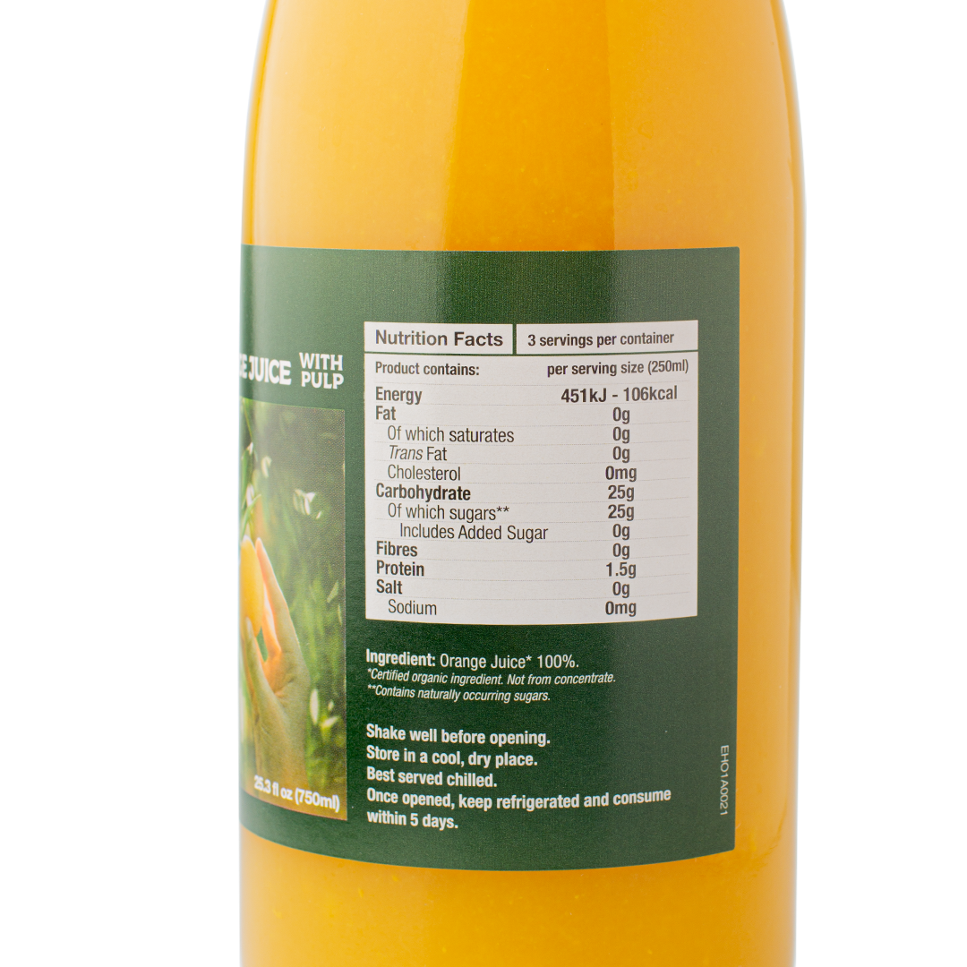 Healthy Options Organic Orange Juice 750ml