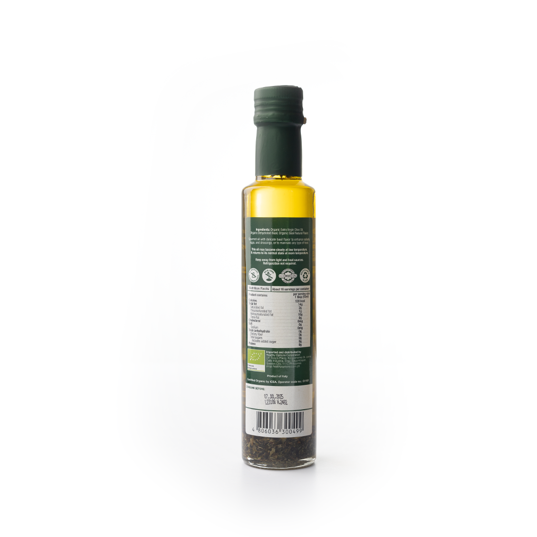 Healthy Options Organic Italian Extra Virgin Olive Oil with Basil 250ml