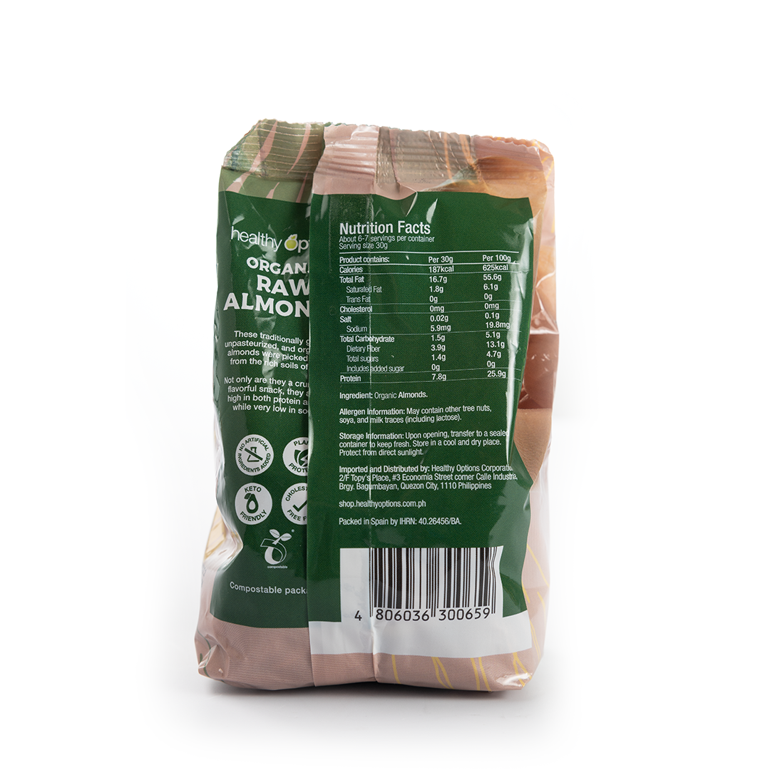 Healthy Options Organic Raw Almonds 200g
