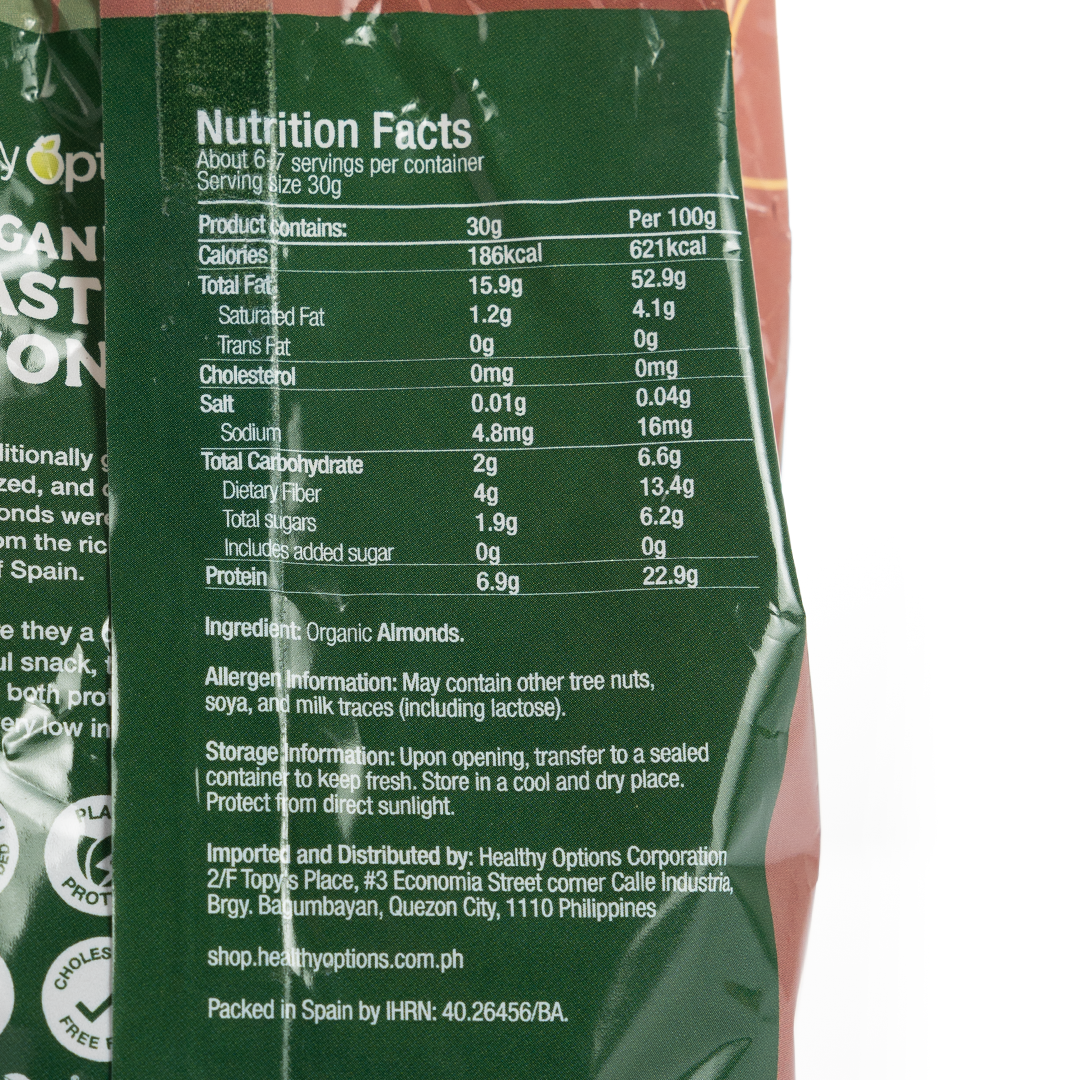 Healthy Options Organic Roasted Almonds 200g