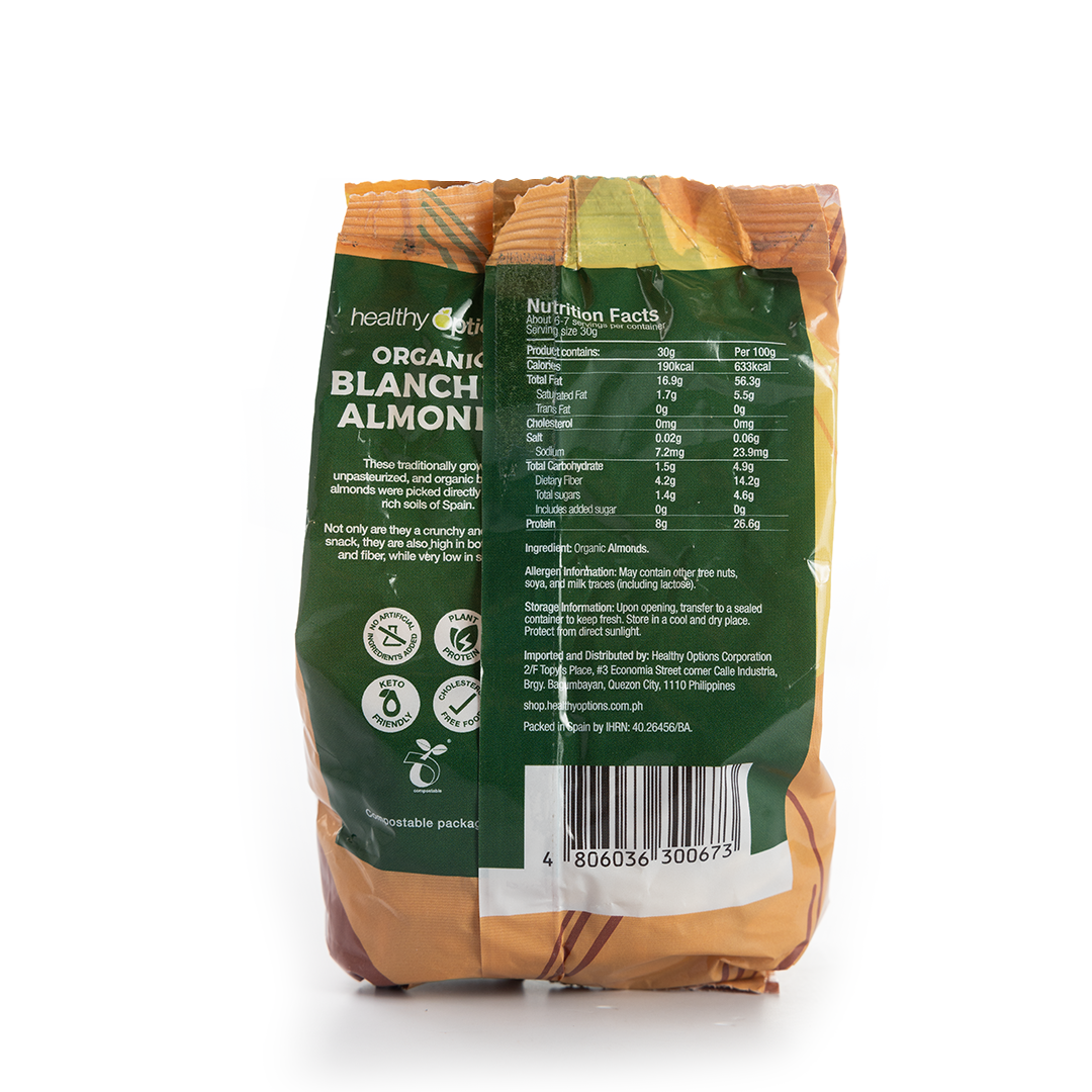 Healthy Options Organic Blanched Almonds 200g