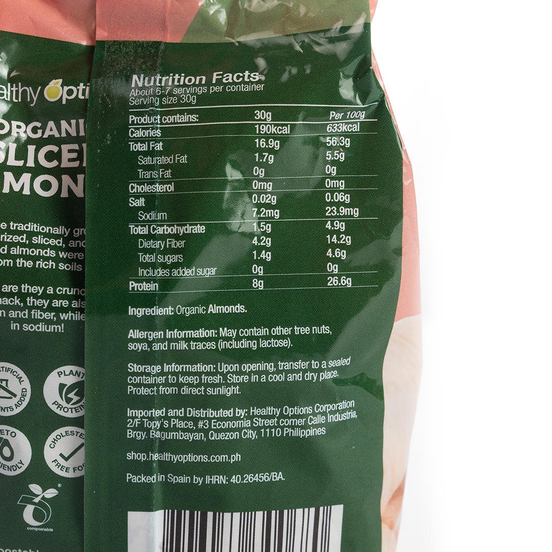 Healthy Options Organic Sliced Almonds 200g