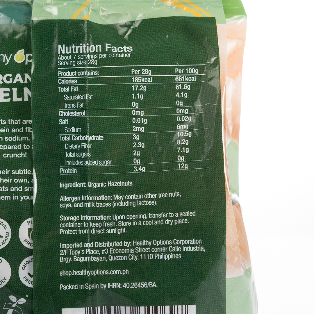 Healthy Options Organic Hazelnuts 200g