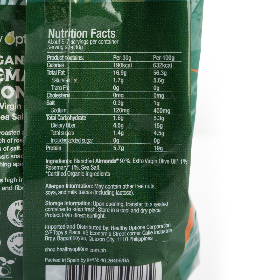 Healthy Options Organic Rosemary Almonds with Extra Virgin Olive Oil & Sea Salt 200g