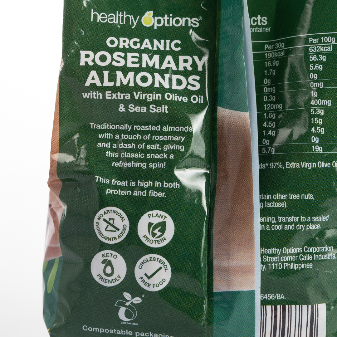 Healthy Options Organic Rosemary Almonds with Extra Virgin Olive Oil & Sea Salt 200g
