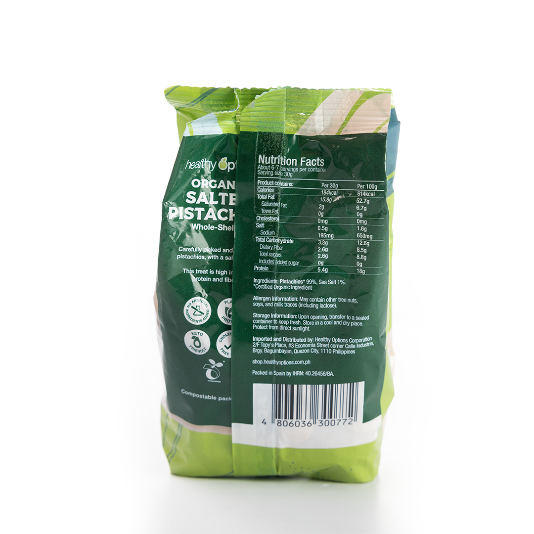 Healthy Options Organic Salted Whole-Shelled Pistachios 200g