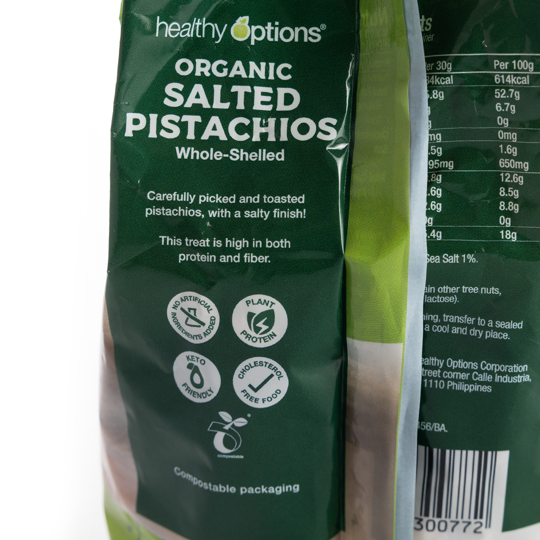 Healthy Options Organic Salted Whole-Shelled Pistachios 200g