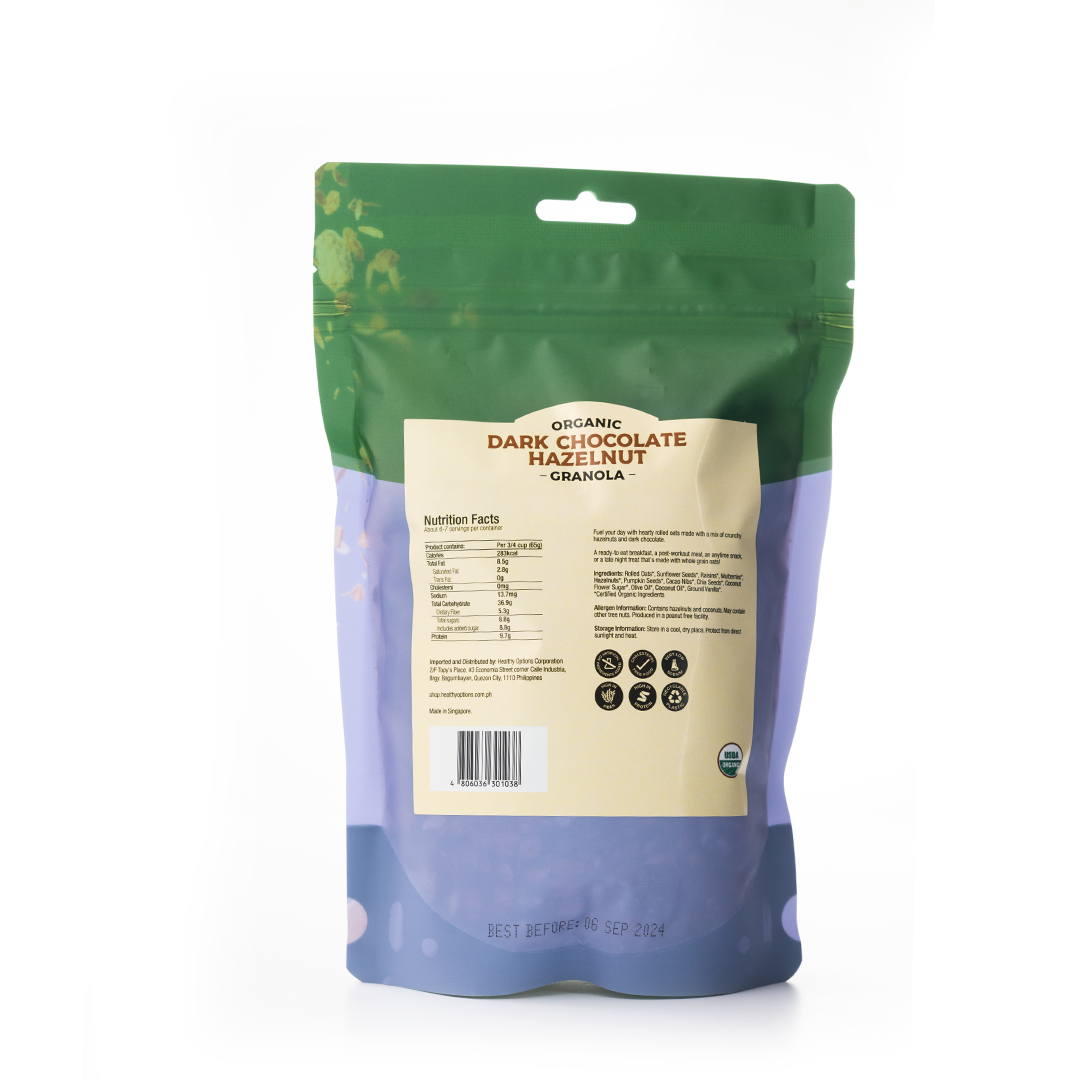 Healthy Options Organic Dark Chocolate Hazelnut Granola 397g