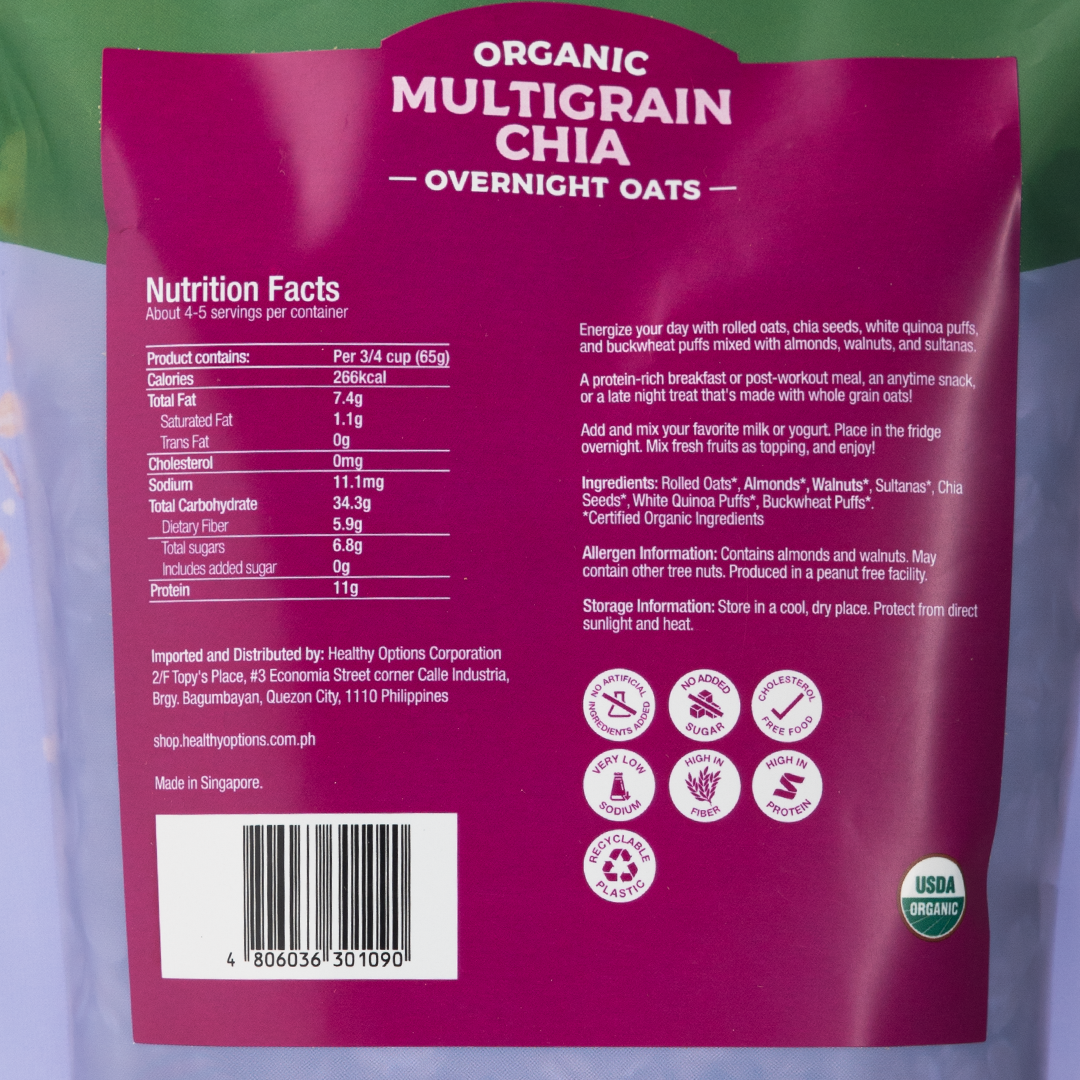 Healthy Options Organic Multigrain Chia Overnight Oats 300g