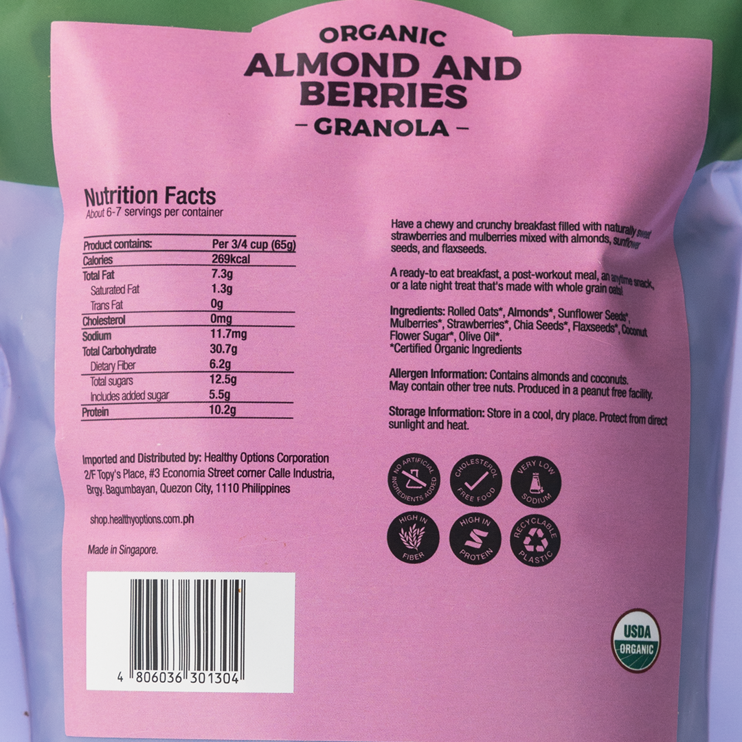 Healthy Options Organic Almond and Berries Granola 397g