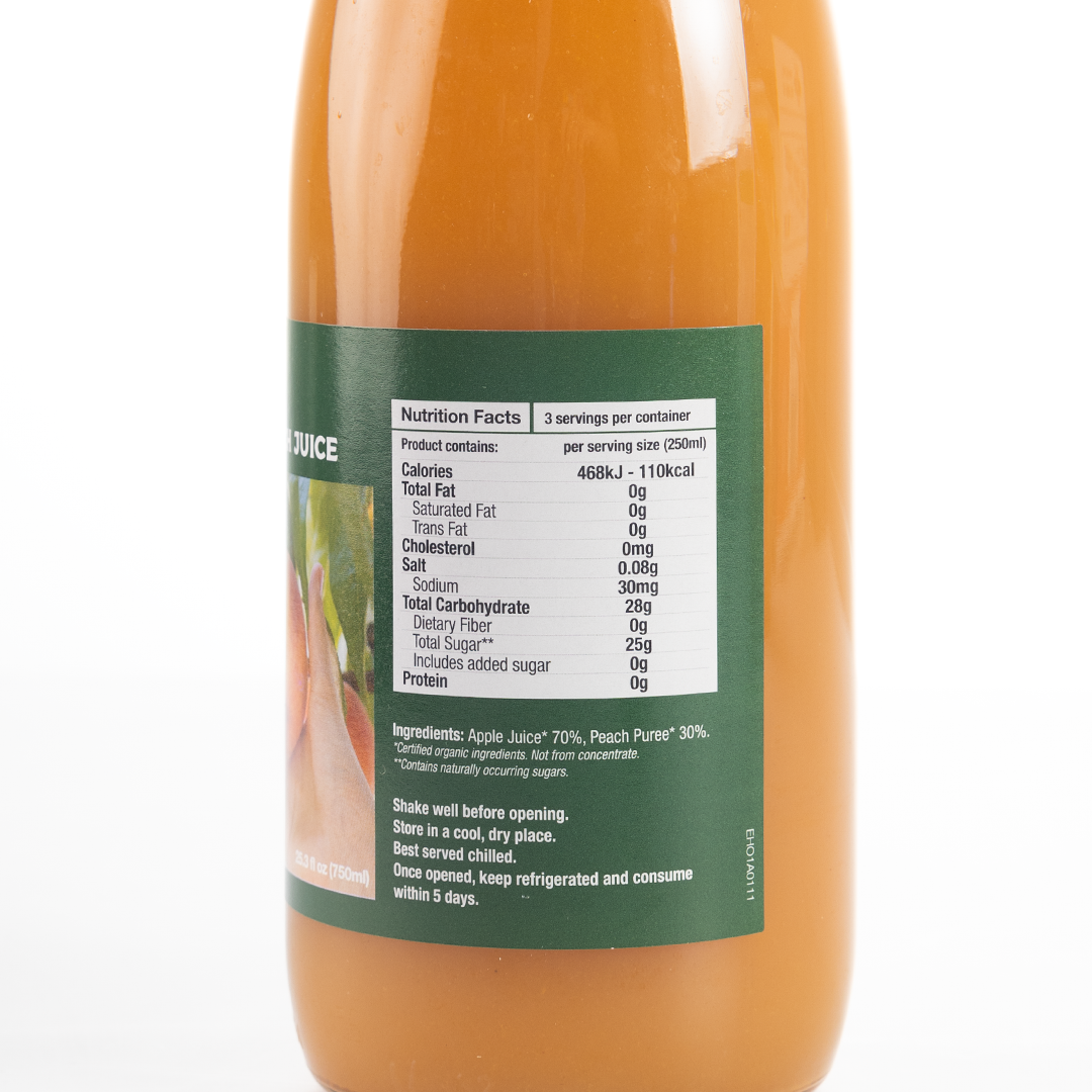 Healthy Options Organic Apple Peach Juice 750ml