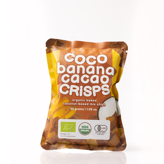 Coco Crisps Organic Baked Coconut Chips Banana Cacao 30g