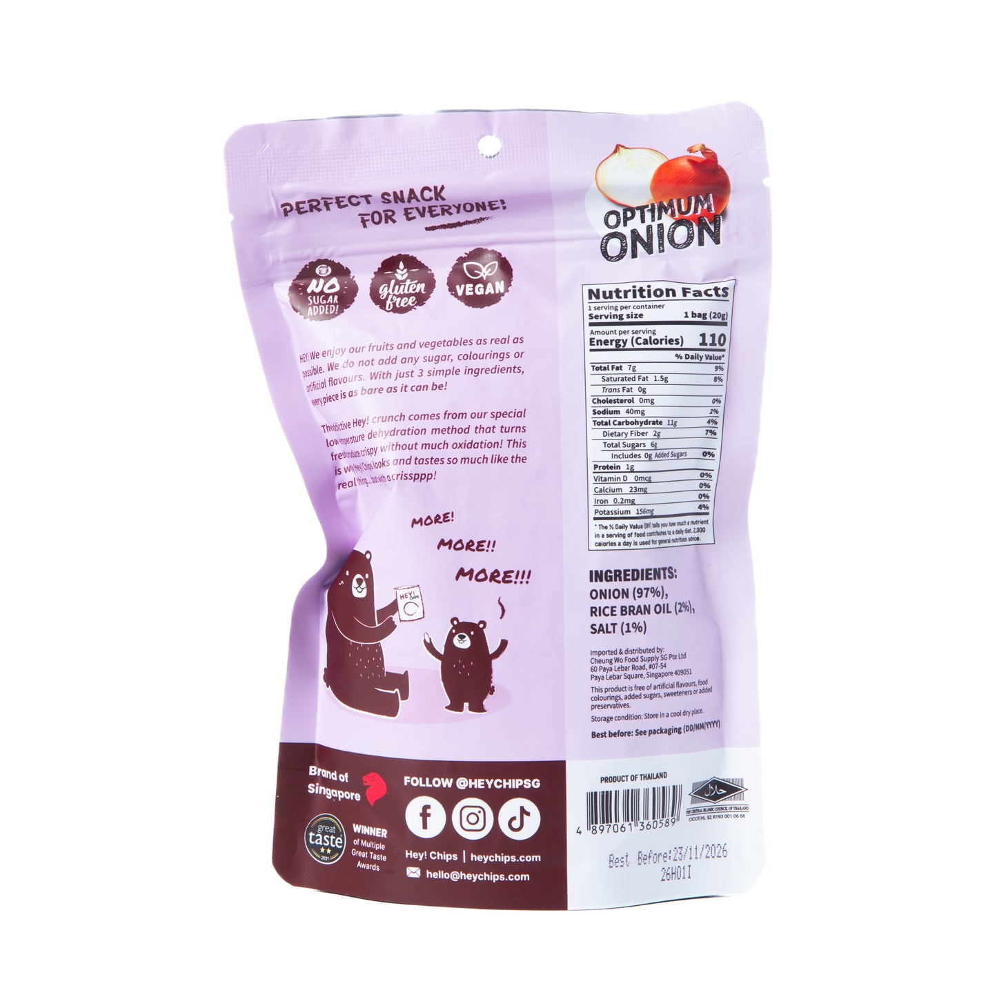 Hey! Chips Onion Crisps 20g