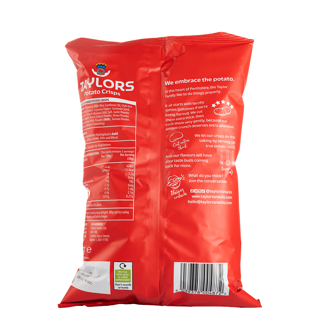 Taylors Chilli Kick Potato Crisps 150g