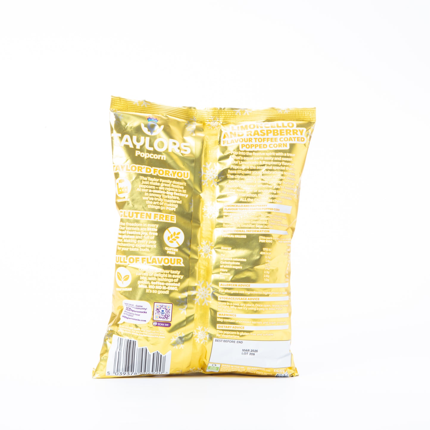 Taylors Limoncello and Raspberry Popcorn 155g