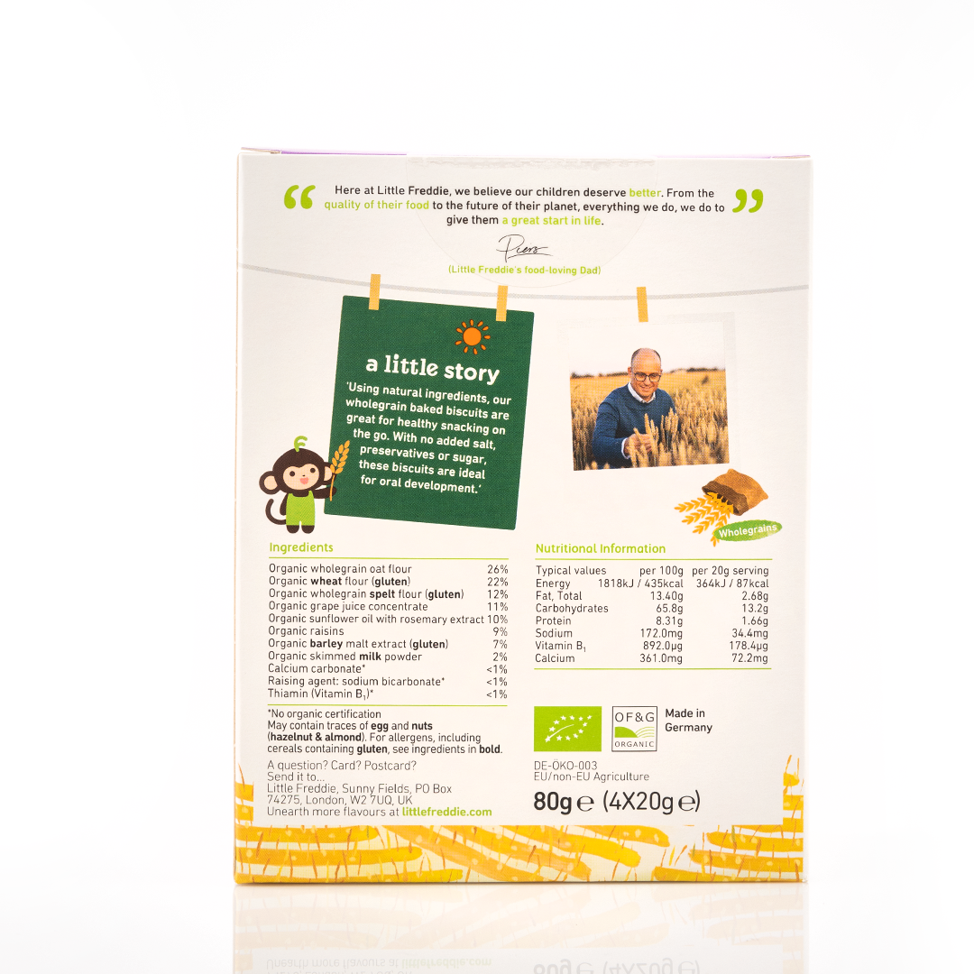 Little Freddie Monkey Bites Raisin & Oat Biscuits (20g x 4 packs)