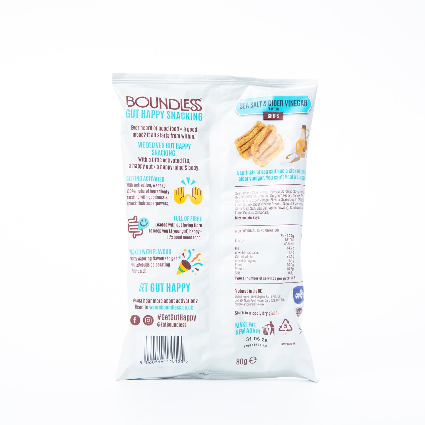 Boundless Sea Salt and Cider Vinegar Activated Chips 80g