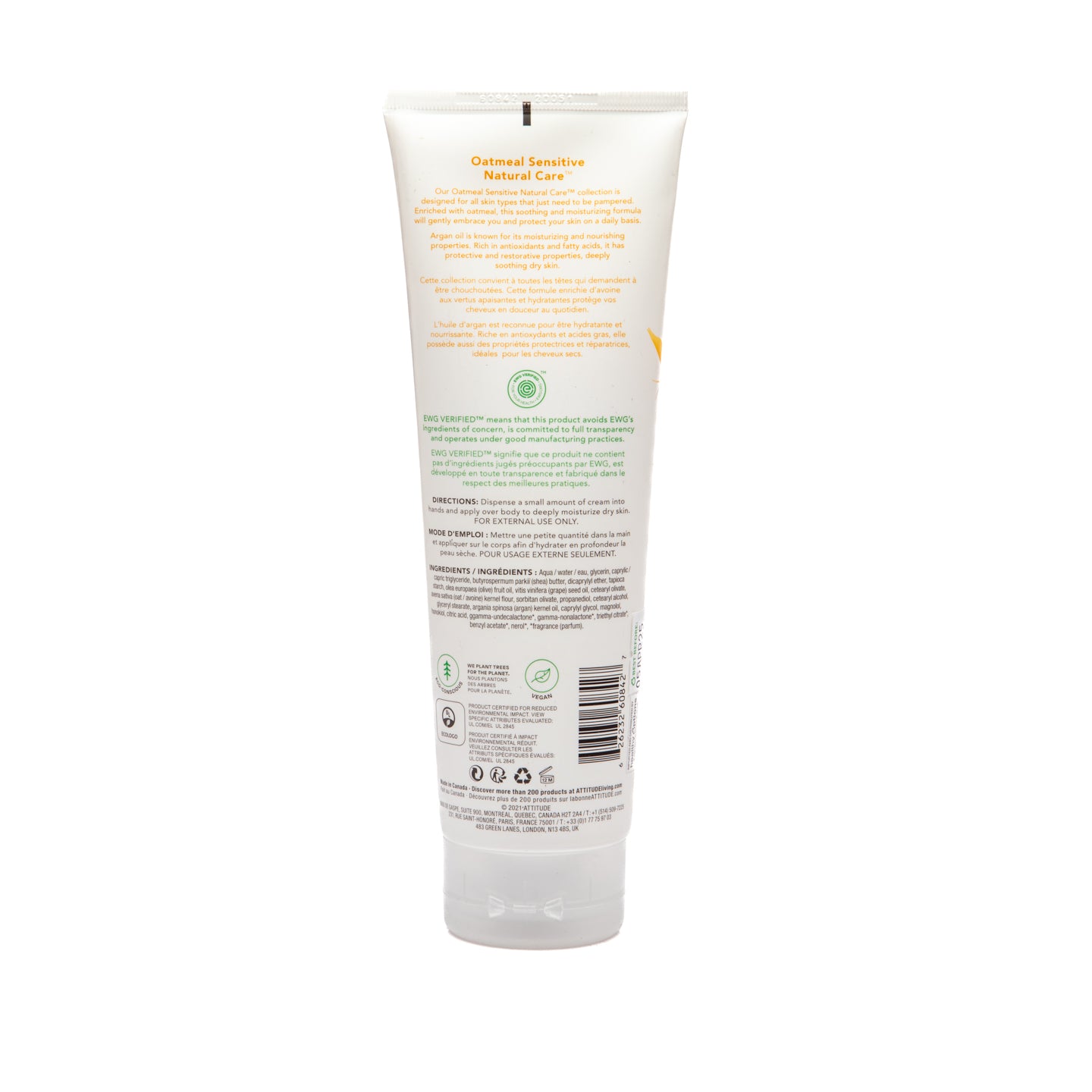 Attitude Sensitive Skin Moisturize & Repair Argan Body Cream 240ml