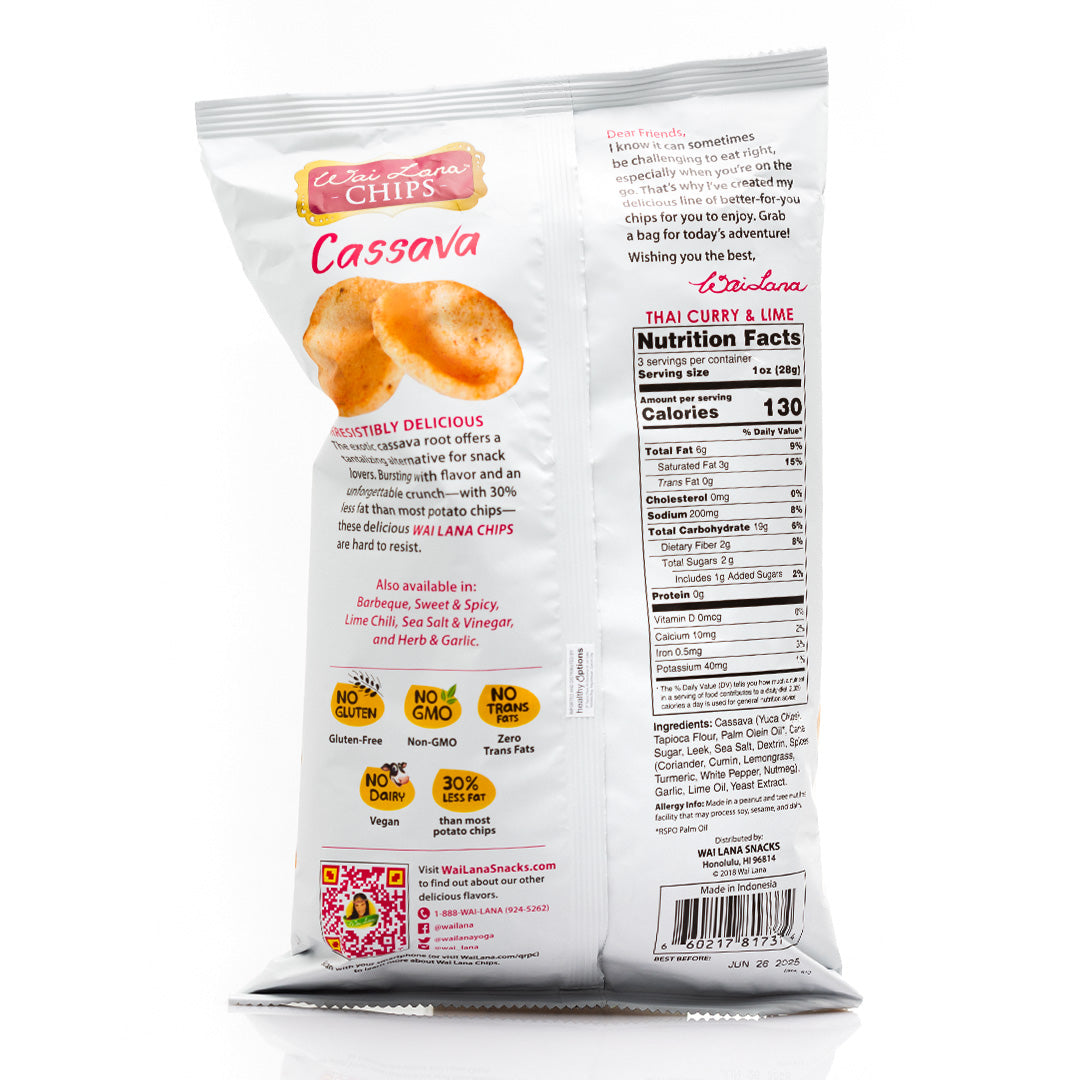 Wai Lana Cassava Chips Thai Curry and Lime 85g