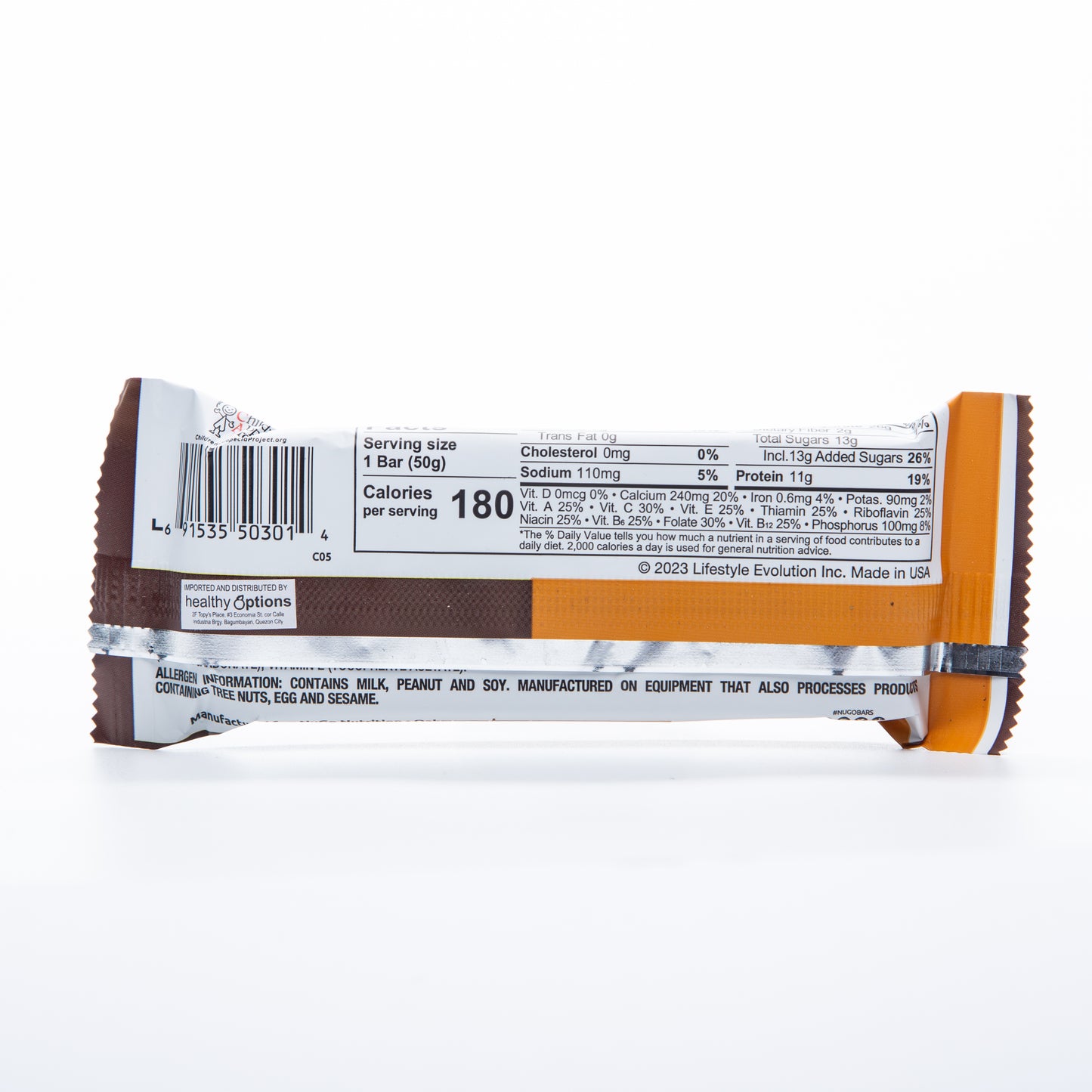 Nugo Original Peanut Butter Chocolate Bar 50g