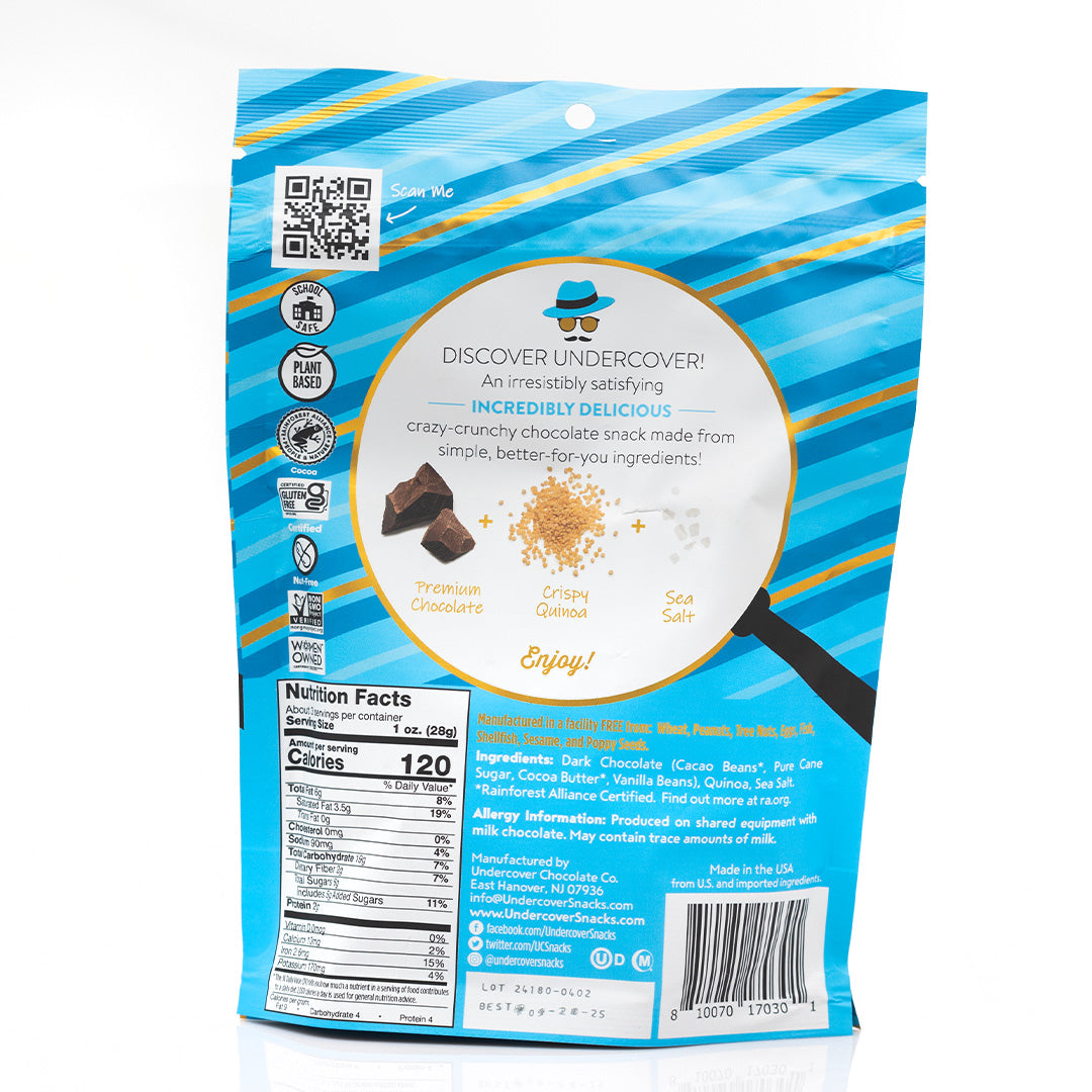 Undercover Chocolate Quinoa Crisps Dark Chocolate + Sea Salt 57g