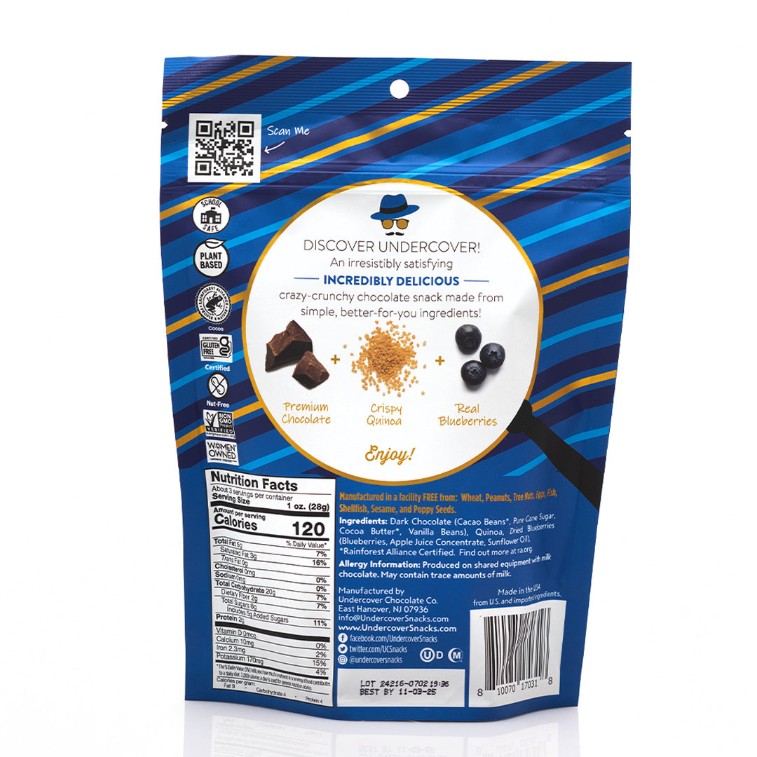 Undercover Chocolate Quinoa Crisps Dark Chocolate + Blueberries 57g