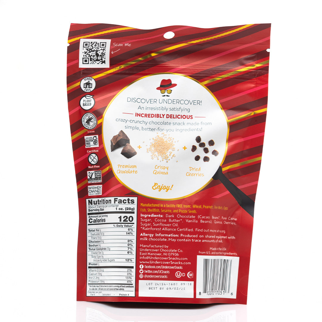 Undercover Chocolate Quinoa Crisps Dark Chocolate + Cherries 57g