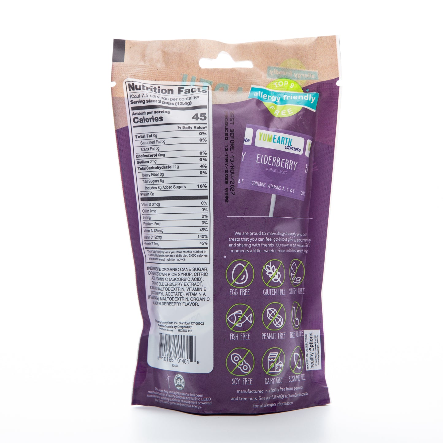 Yum Earth Ultimate Organic Elderberry Lollipops 93g