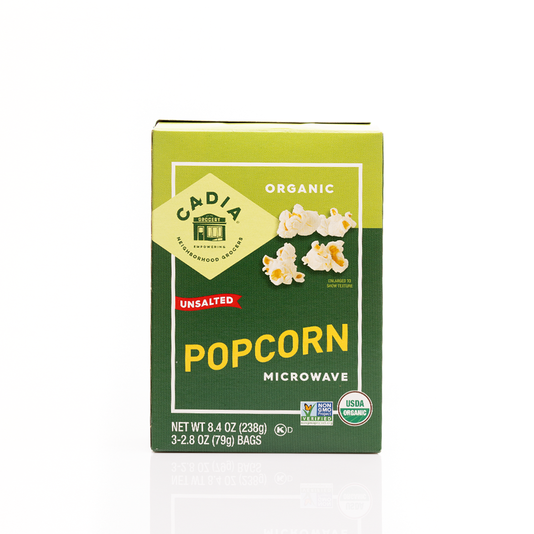 Cadia Organic Unsalted Microwave Popcorn 238g (3 x 79g bags)