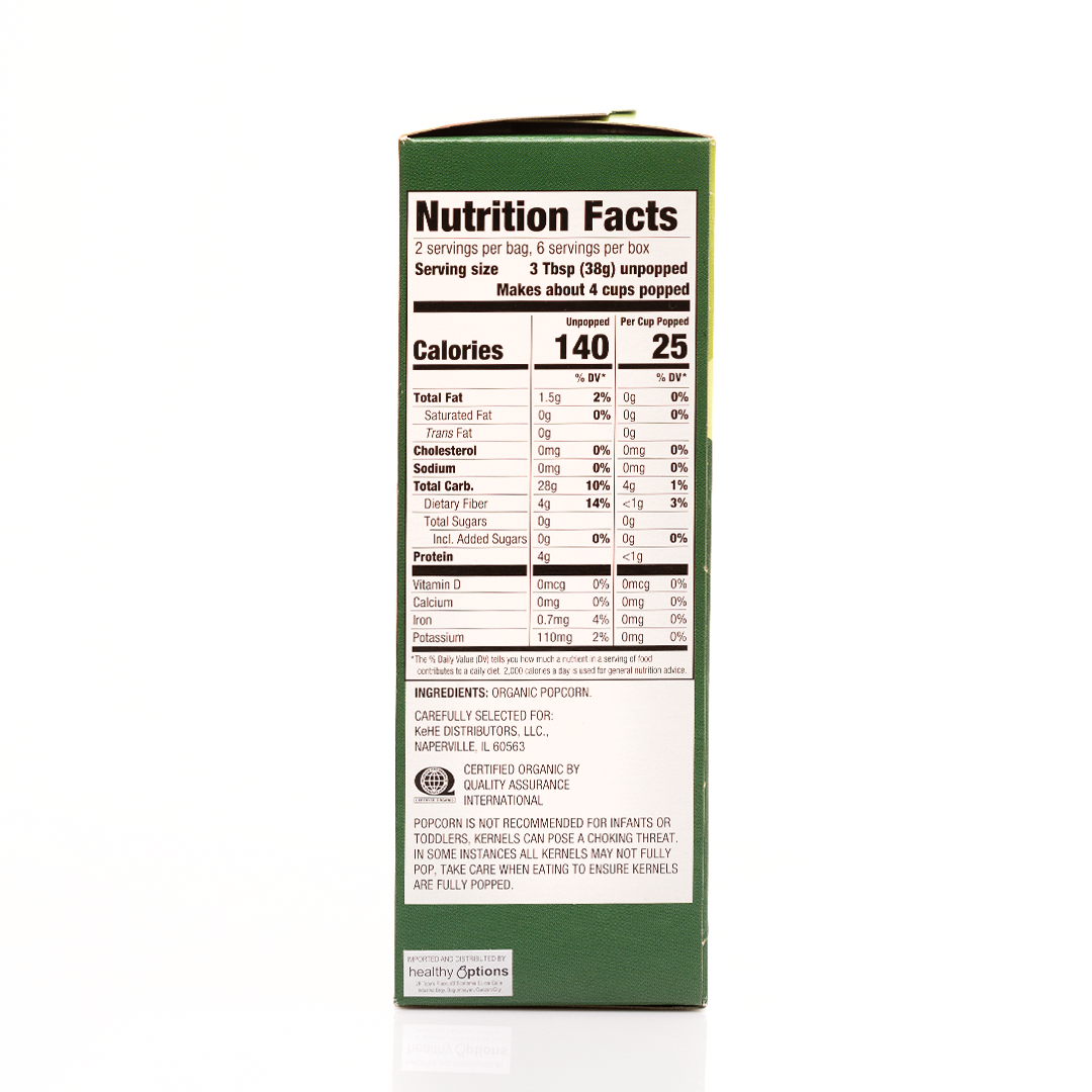 Cadia Organic Unsalted Microwave Popcorn 238g (3 x 79g bags)