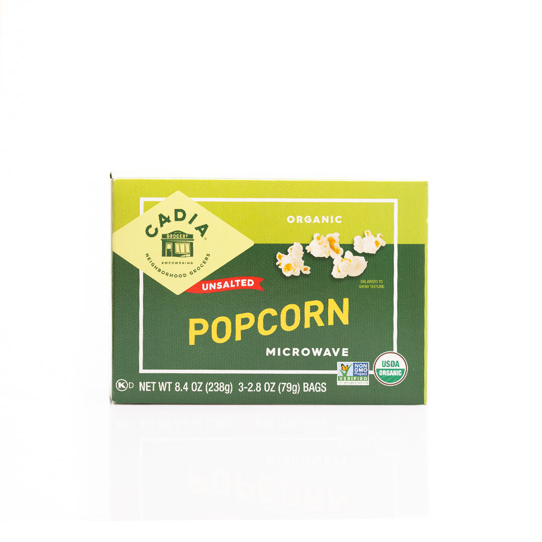 Cadia Organic Unsalted Microwave Popcorn 238g (3 x 79g bags)