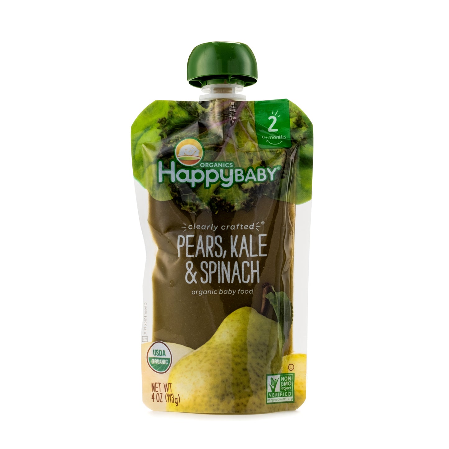 Happy Baby Clearly Crafted Pears, Kale & Spinach Stage 2 113g