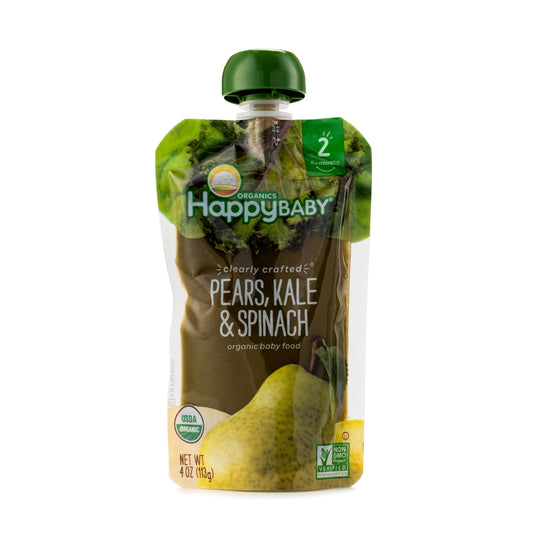 Happy Baby Clearly Crafted Pears, Kale & Spinach Stage 2 113g