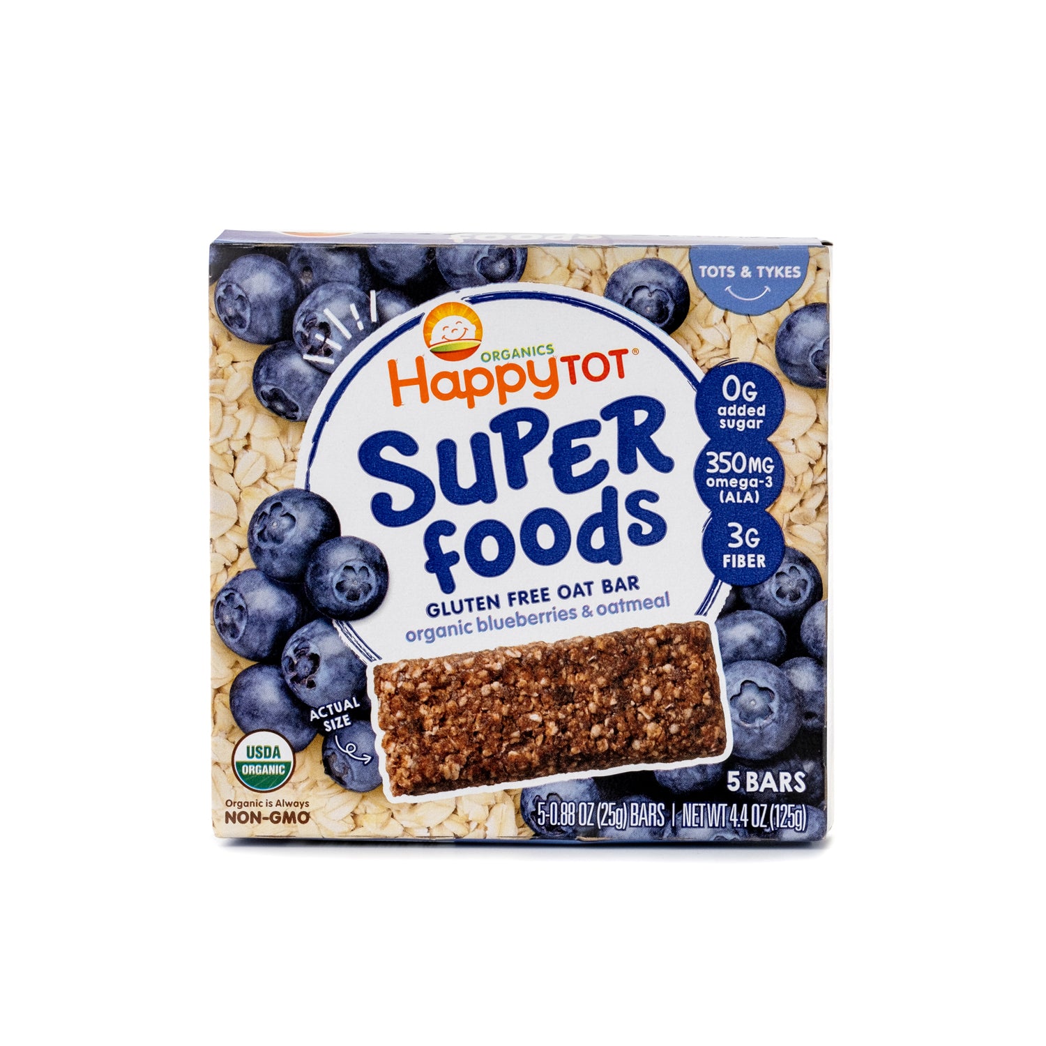 Happy Tot Super Foods Organic Blueberries Oatmeal Oat Bar 125g