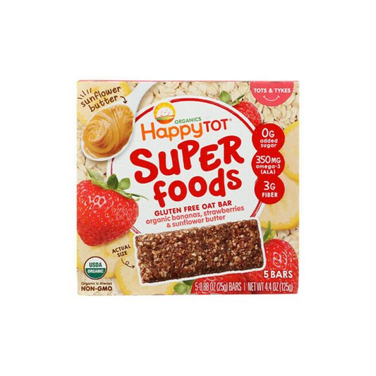 Happy Tot Super Foods Organic Bananas, Strawberries & Sunflower Butter Oat Bar 125g