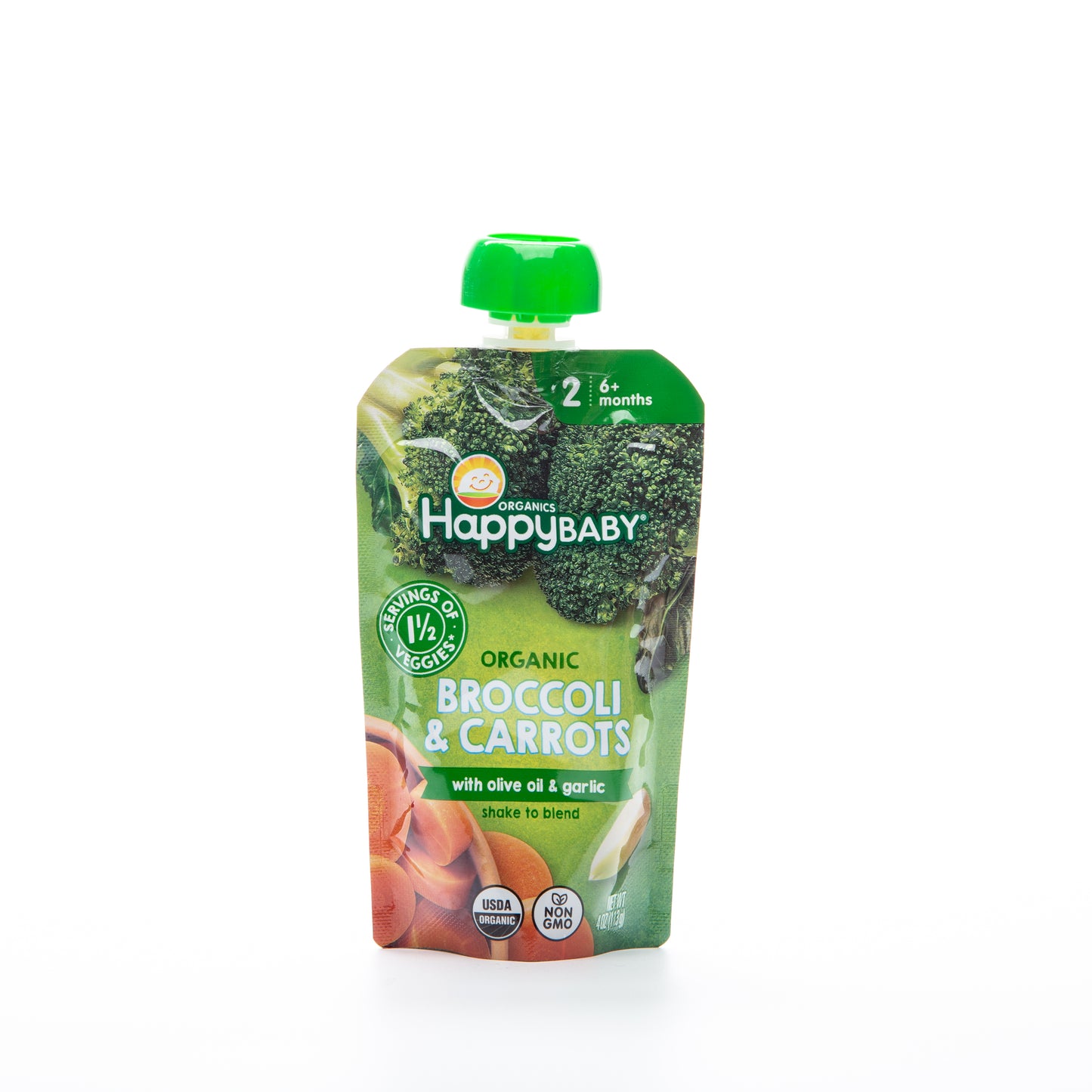 Happy Baby Organic Broccoli and Carrots with Olive Oil and Garlic 113g