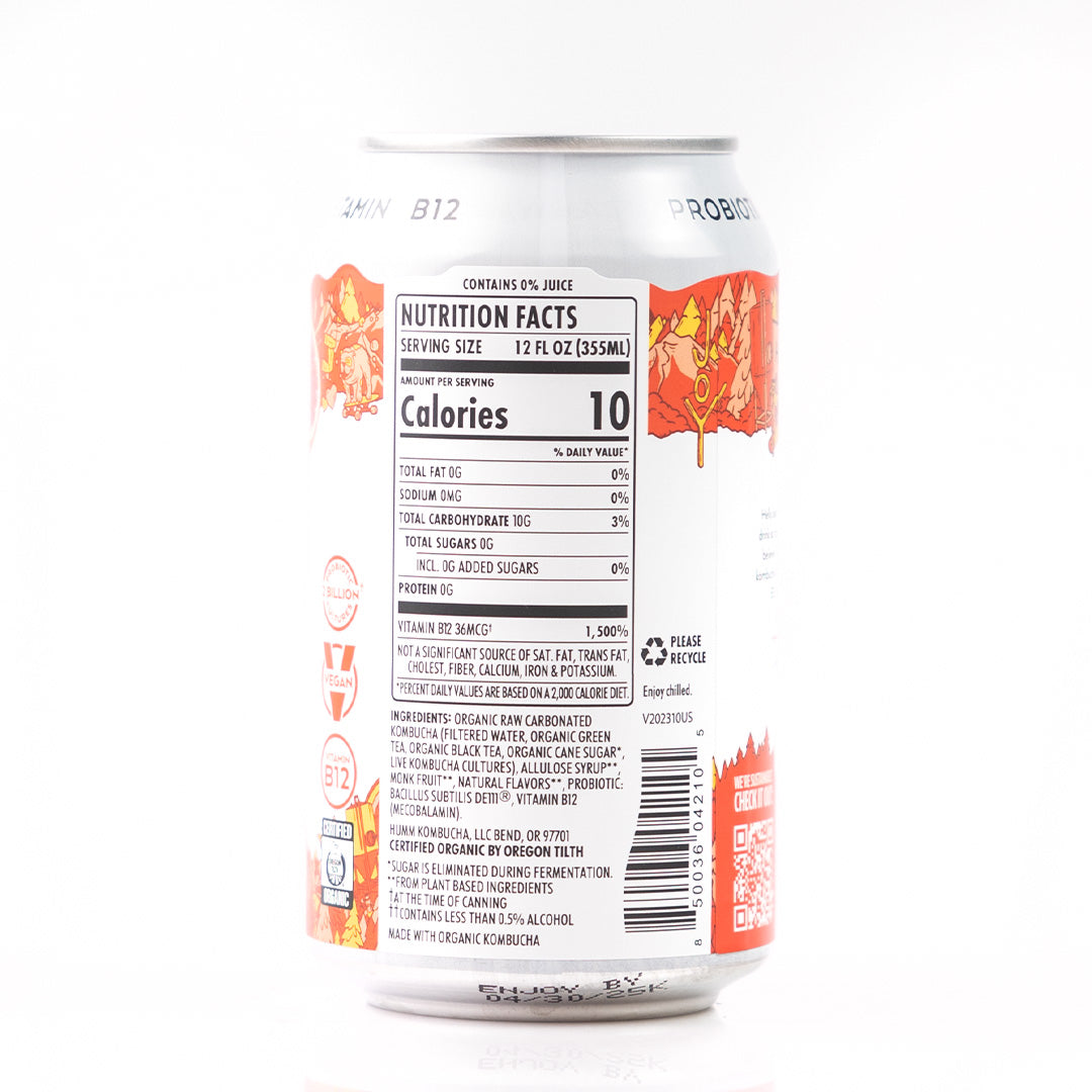Humm Probiotic Kombucha Zero Sugar Blood Orange 355ml