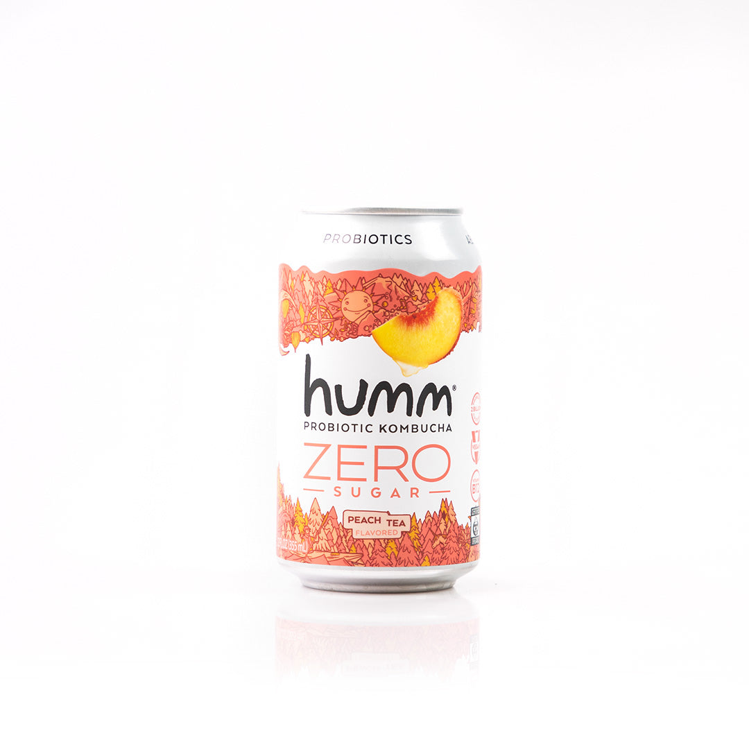 Humm Probiotic Kombucha Zero Sugar Peach Tea 355ml