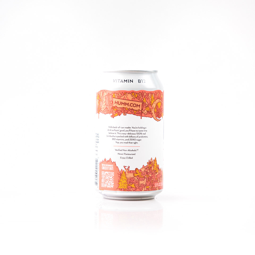 Humm Probiotic Kombucha Zero Sugar Peach Tea 355ml