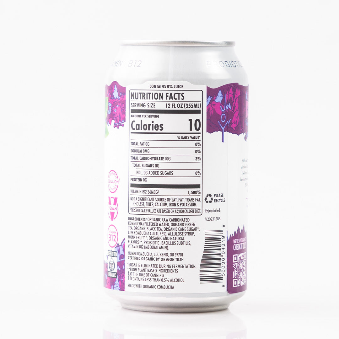 Humm Probiotic Kombucha Original Blueberry Mint 355ml