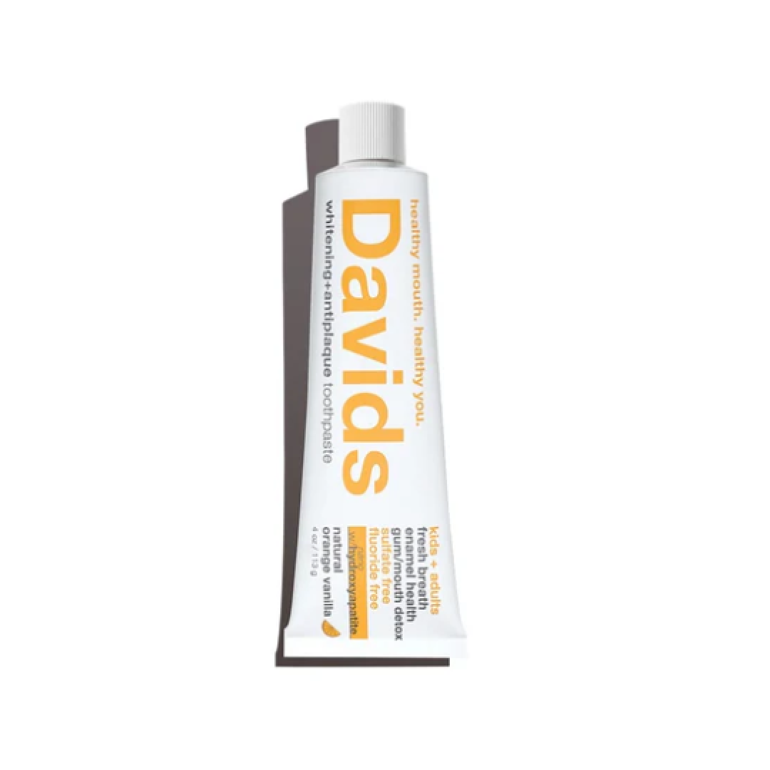 Davids Hydroxi Kids and Adults Whitening and Enamel Health Orange Vanilla Fluoride Free Toothpaste 113g