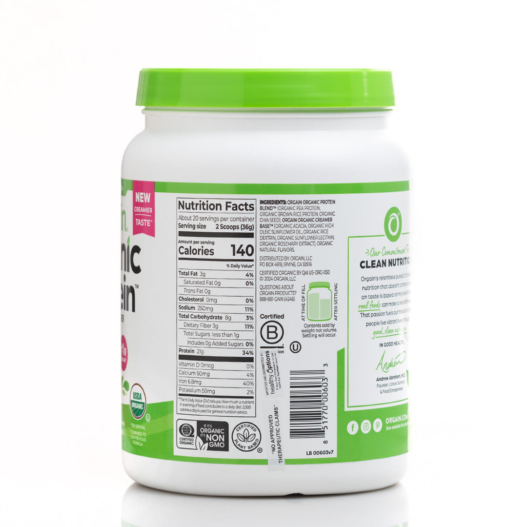 Orgain Plant-Based Organic Protein Powder Natural Unsweetened 720g