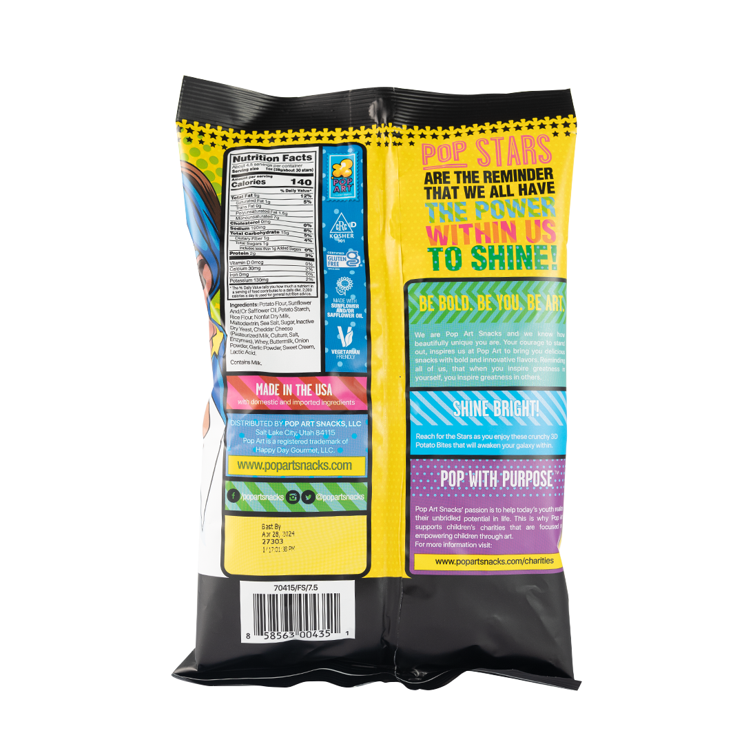 Pop Art Pop Stars White Cheddar Potato Bites 128g